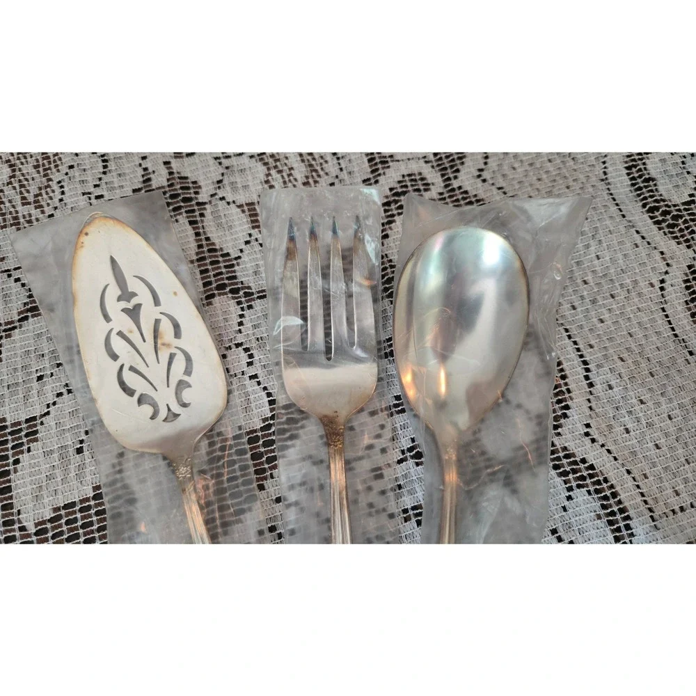 Rogers & Bro Remembrance Silverplate Serving Set 3pc Server Fork Spoon IS